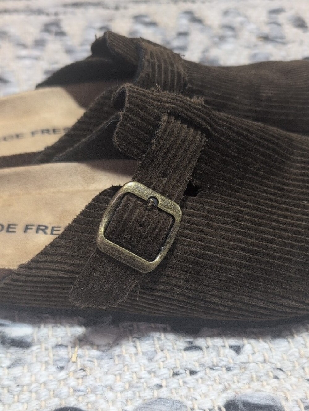 Joe Fresh Dark Brown Corduroy Slip-On Clogs with Buckle - Picture 4 of 7
